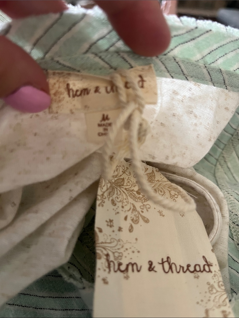 Hem & Thread Mint Green Striped Scoop Neck Top - Picture 2 of 3